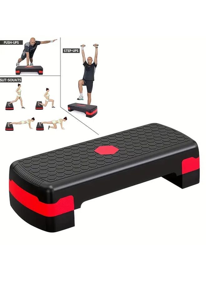 Double Layer Adjustable Height Fitness Step Platform With Risers Gray - Image 1